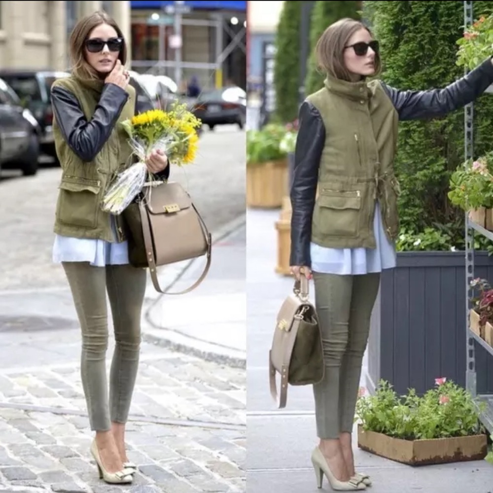 Zara Woman Heritage Genuine Leather Military Field Jacket, Size Large